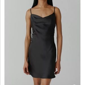 UO Mallory Cowl Neck Slip Dress Black